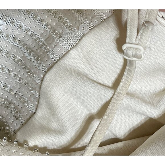 The Native One Cowl Neck Mini Dress Cream Sequin S Small Stretch - Picture 8 of 10